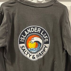 ISLANDER LIFE Y2K Charcoal Long Sleeve Streetwear Tee Sz Lg